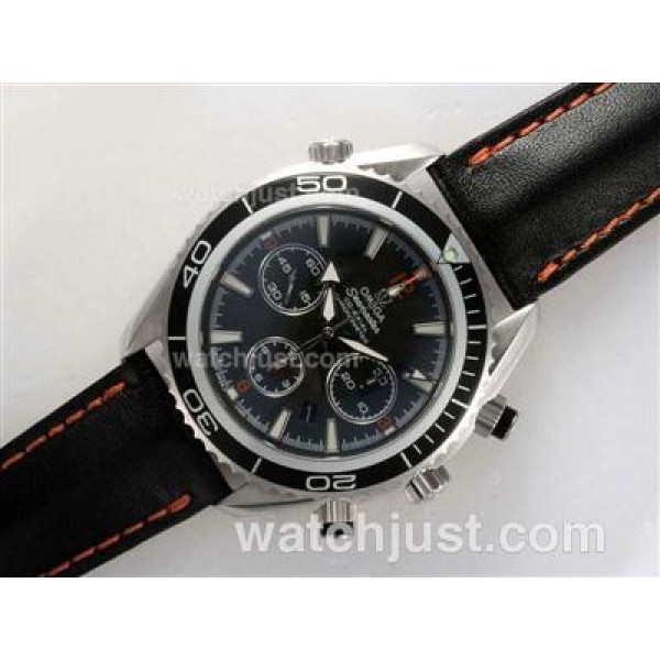 Omega Seamaster Planet Ocean Chronograph Swiss Valjoux 7750 Movement AR Coating-Orange marking