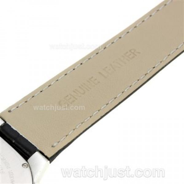 Cartier Ballon bleu de Cartier Roman Markers with White Dial-Leather Strap