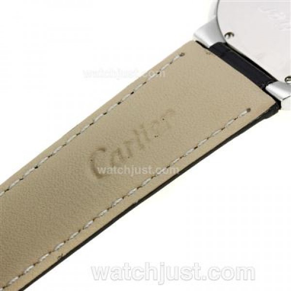 Cartier Ballon bleu de Cartier Roman Markers with White Dial-Leather Strap