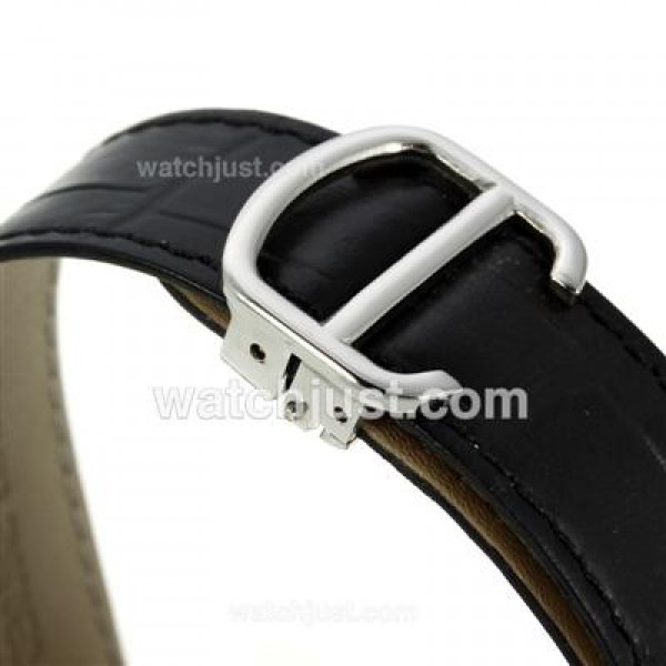 Cartier Ballon bleu de Cartier Roman Markers with White Dial-Leather Strap