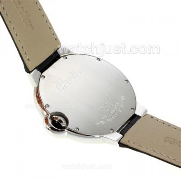 Cartier Ballon bleu de Cartier Roman Markers with White Dial-Leather Strap