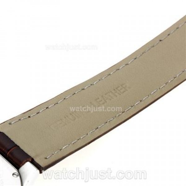 Cartier Ballon bleu de Cartier Roman Markers with White Dial-Brown Leather Strap