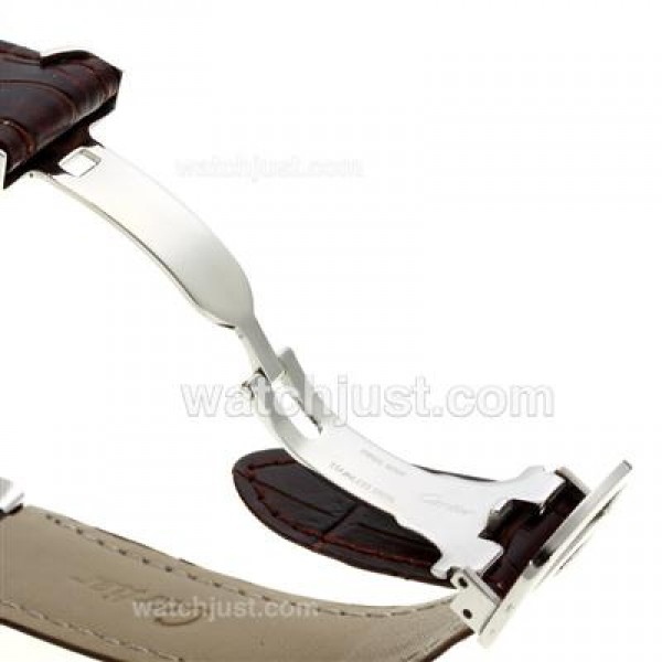 Cartier Ballon bleu de Cartier Roman Markers with White Dial-Brown Leather Strap