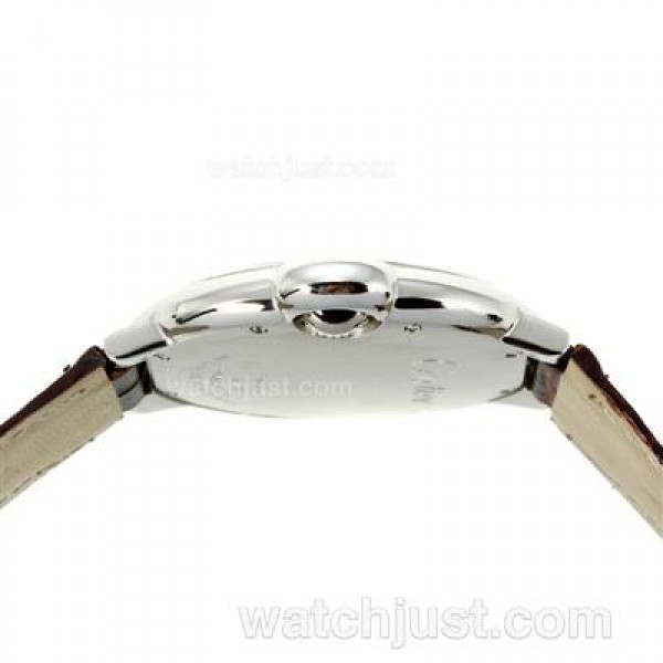 Cartier Ballon bleu de Cartier Roman Markers with White Dial-Brown Leather Strap