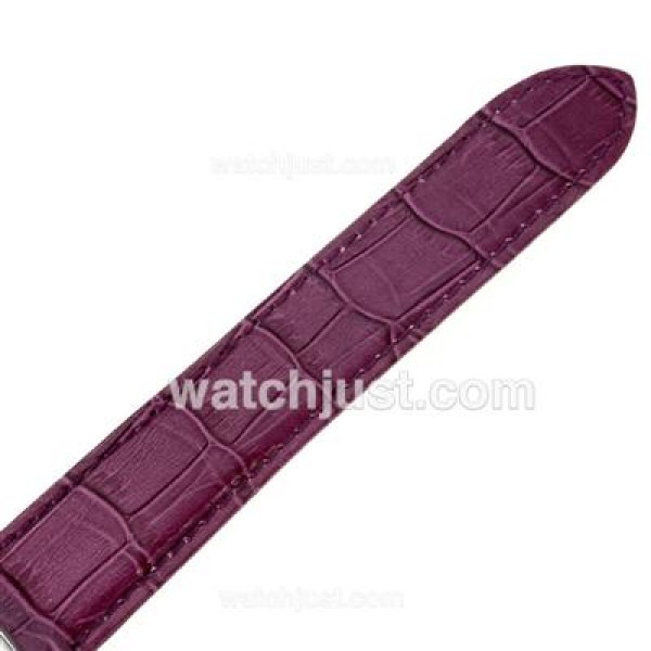 Cartier Ballon bleu de Cartier Roman Markers with White Dial-Purple Leather Strap