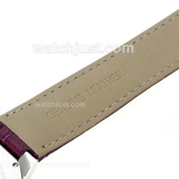 Cartier Ballon bleu de Cartier Roman Markers with White Dial-Purple Leather Strap