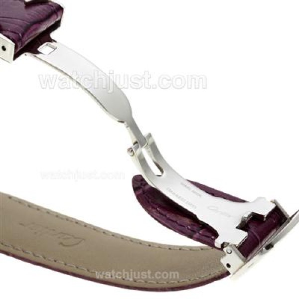 Cartier Ballon bleu de Cartier Roman Markers with White Dial-Purple Leather Strap