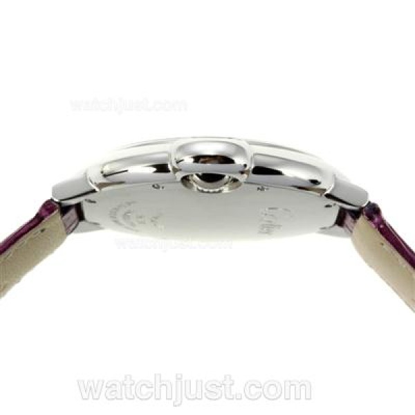Cartier Ballon bleu de Cartier Roman Markers with White Dial-Purple Leather Strap