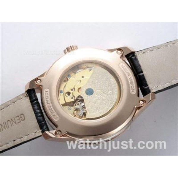Omega Hour Vision See Thru Case Automatic Rose Gold Case with Brown Dial-Deployment Buckle