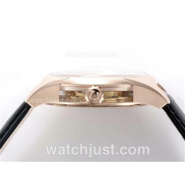 Omega Hour Vision See Thru Case Automatic Rose Gold Case with Brown Dial-Deployment Buckle