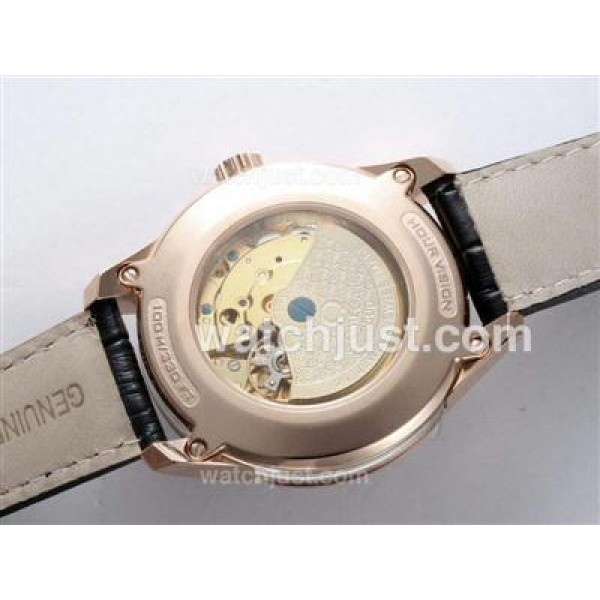 Omega Hour Vision See Thru Case Automatic Rose Gold Case with Black Dial-Deployment Buckle