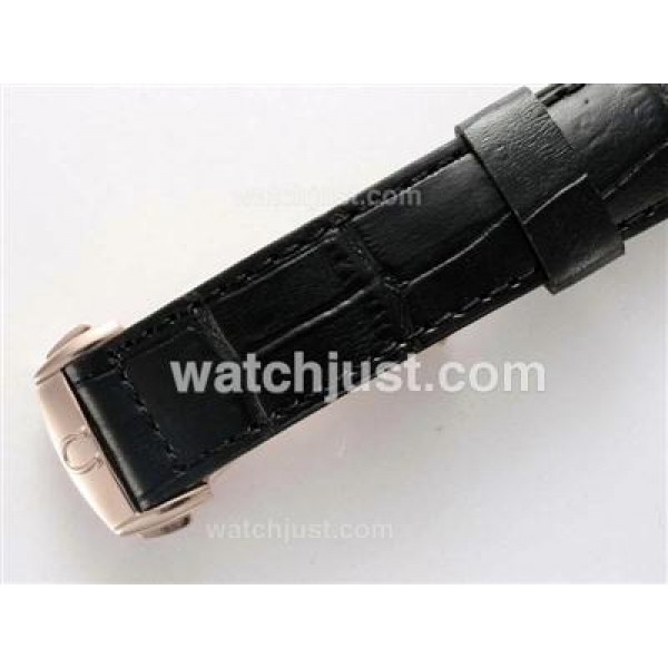 Omega Hour Vision See Thru Case Automatic Rose Gold Case with Black Dial-Deployment Buckle