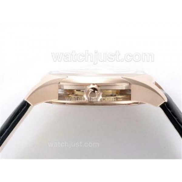 Omega Hour Vision See Thru Case Automatic Rose Gold Case with Black Dial-Deployment Buckle