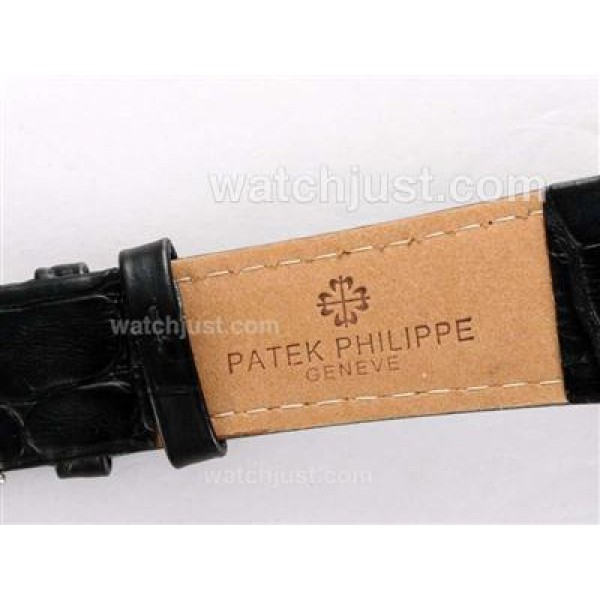 Patek Philippe Classic Chronograph Lemania Movement Power Reserve Working with White Dial
