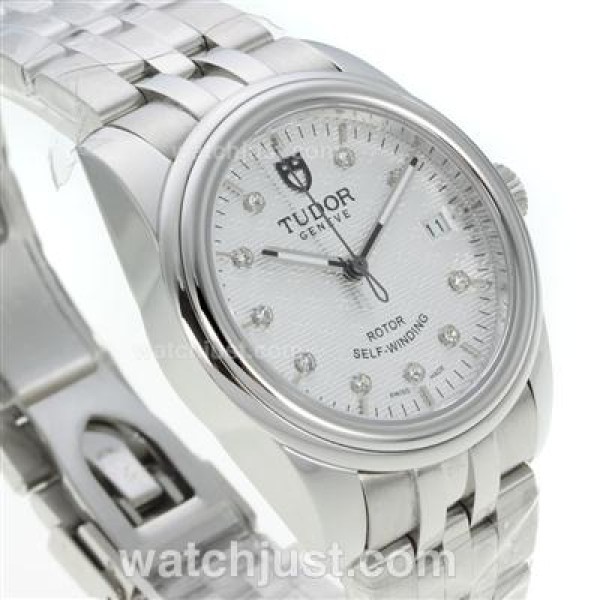 Tudor Classic Automatic Diamond Markers with White Dial S/S-Sapphire Glass