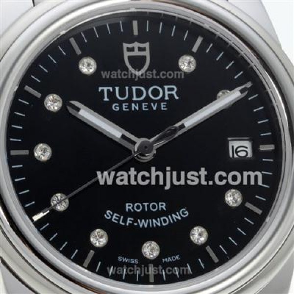 Tudor Classic Automatic Diamond Markers with Black Dial S/S-Sapphire Glass