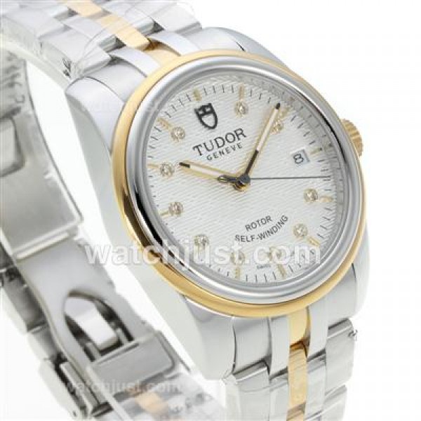 Tudor Classic Automatic Two Tone with White Dial Diamond Markers-Sapphire Glass