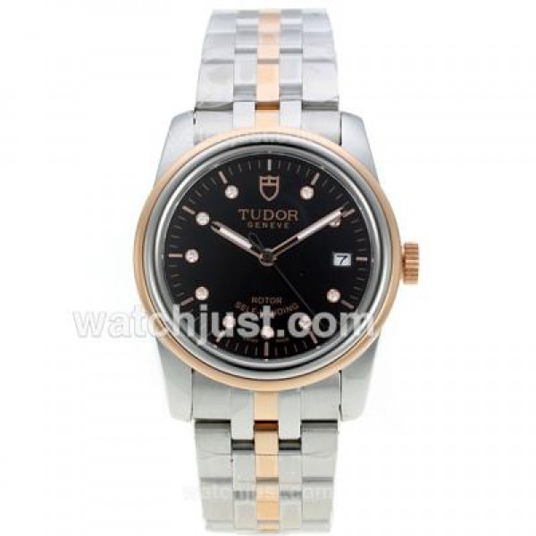 Tudor Classic Automatic Two Tone with Black Dial Diamond Markers-Sapphire Glass