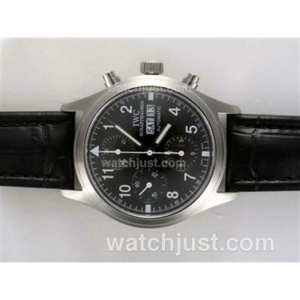 IWC Fliegeruhr Chronograph Swiss Valjoux 7750 Movement with Black Dial