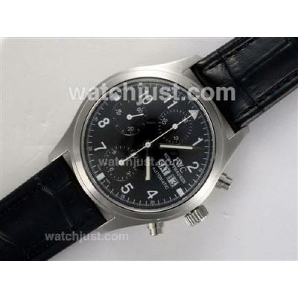 IWC Fliegeruhr Chronograph Swiss Valjoux 7750 Movement with Black Dial