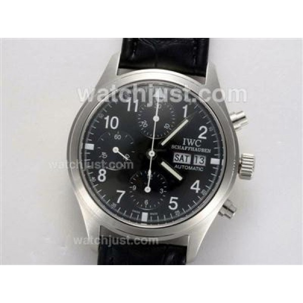 IWC Fliegeruhr Chronograph Swiss Valjoux 7750 Movement with Black Dial