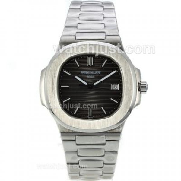 Patek Philippe Nautilus Automatic Stick Markers with Dark Grey Dial S/S