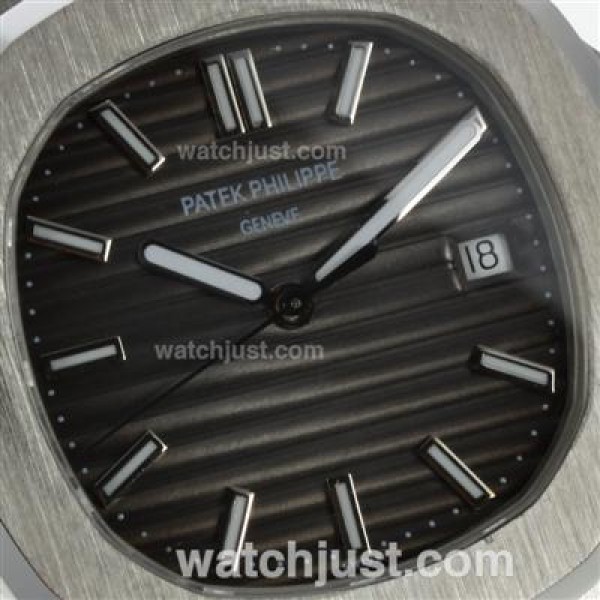 Patek Philippe Nautilus Automatic Stick Markers with Dark Grey Dial S/S