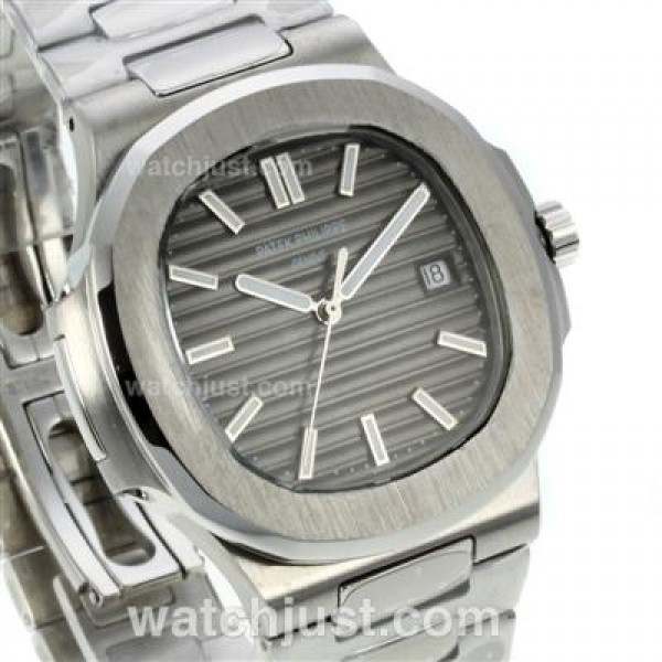 Patek Philippe Nautilus Automatic Stick Markers with Dark Grey Dial S/S