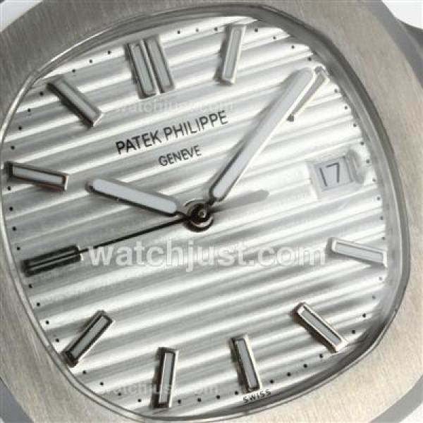Patek Philippe Nautilus Automatic Stick Markers with White Dial S/S