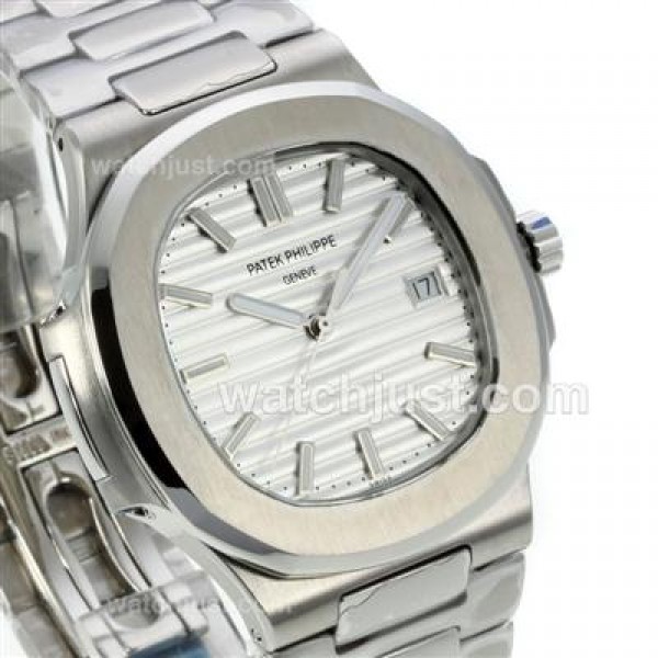Patek Philippe Nautilus Automatic Stick Markers with White Dial S/S