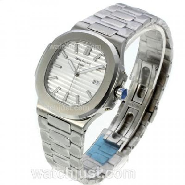 Patek Philippe Nautilus Automatic Stick Markers with White Dial S/S