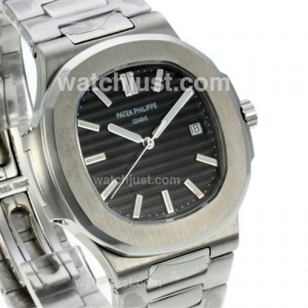 Patek Philippe Nautilus Automatic Stick Markers with Black Dial S/S