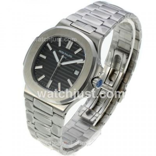 Patek Philippe Nautilus Automatic Stick Markers with Black Dial S/S
