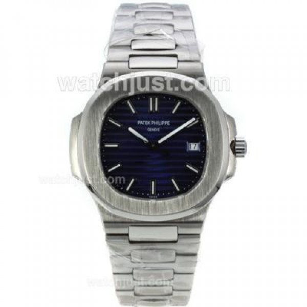 Patek Philippe Nautilus Automatic Stick Markers with Blue Dial S/S