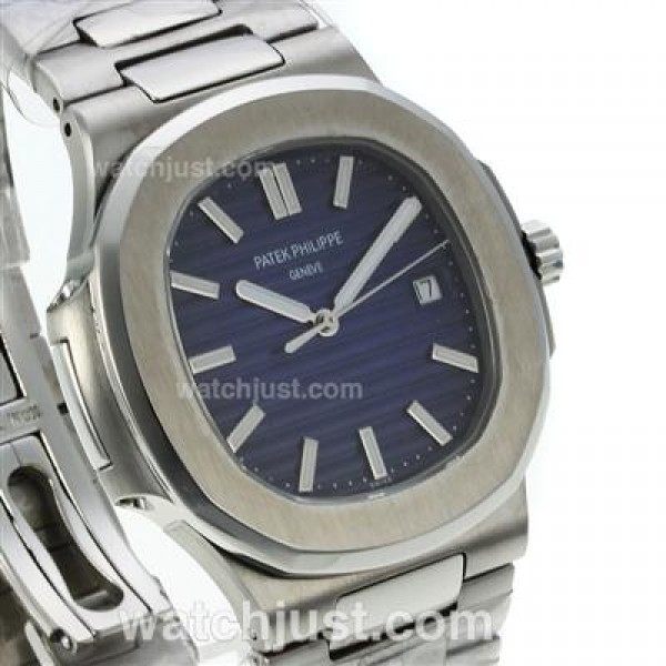 Patek Philippe Nautilus Automatic Stick Markers with Blue Dial S/S