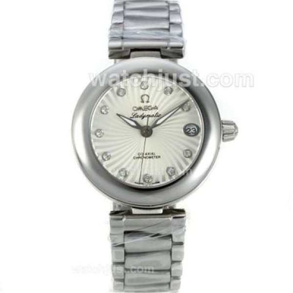 Omega Ladymatic Diamond Markers with White Dial S/S-Sapphire Glass