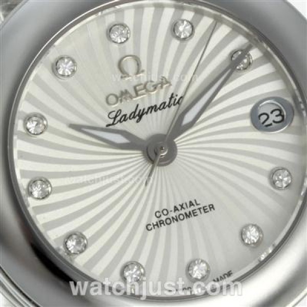 Omega Ladymatic Diamond Markers with White Dial S/S-Sapphire Glass