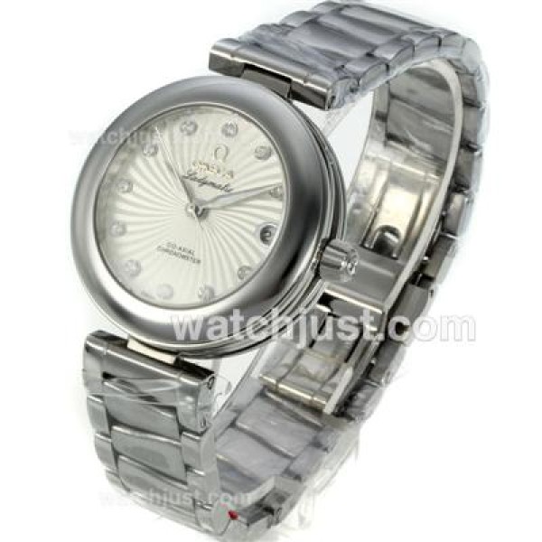 Omega Ladymatic Diamond Markers with White Dial S/S-Sapphire Glass