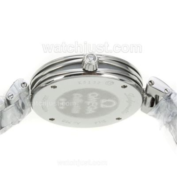 Omega Ladymatic Diamond Bezel with Black Dial S/S-Sapphire Glass