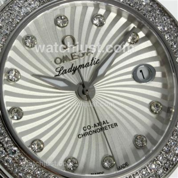 Omega Ladymatic Diamond Bezel with White Dial S/S-Sapphire Glass
