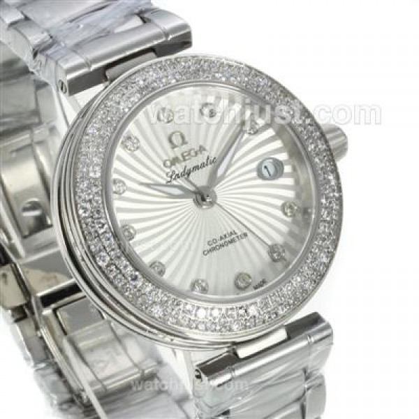 Omega Ladymatic Diamond Bezel with White Dial S/S-Sapphire Glass