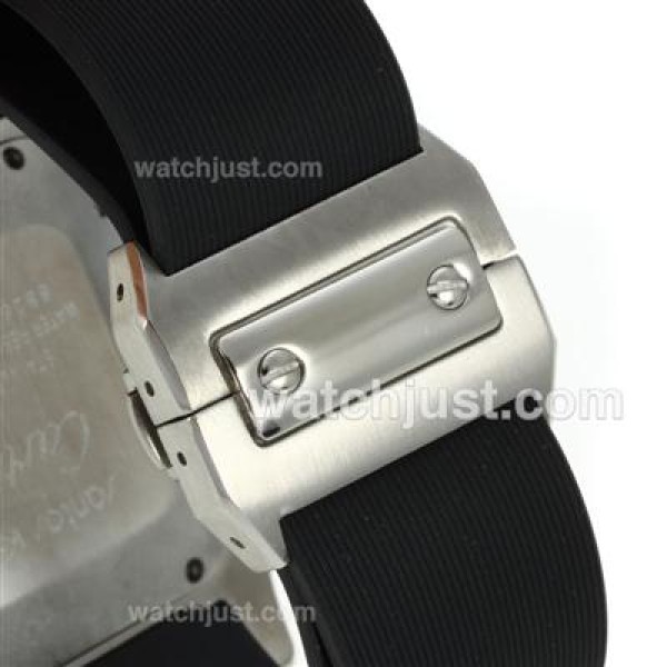 Cartier Santos 100 Swiss ETA 2836 Movement with White Dial-Black Rubber Strap