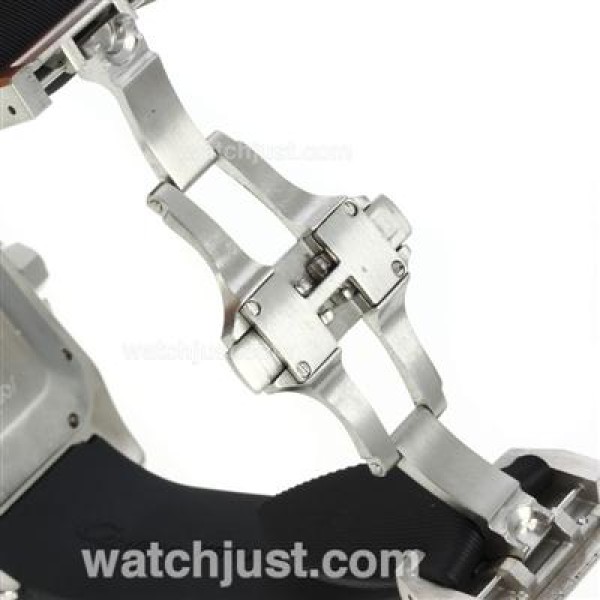 Cartier Santos 100 Swiss ETA 2836 Movement with White Dial-Black Rubber Strap