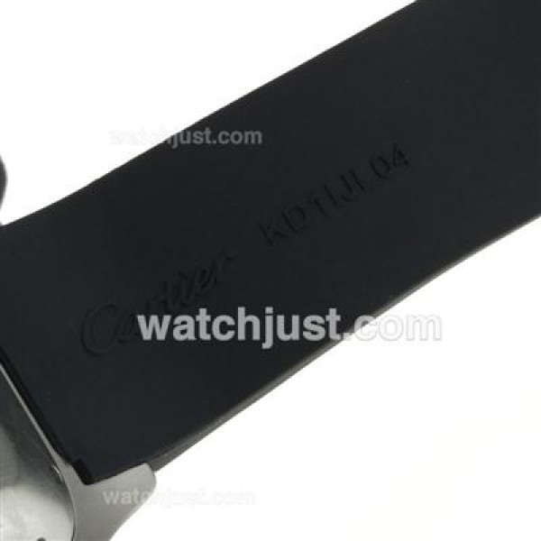Cartier Santos 100 Swiss ETA 2836 Movement with White Dial-Black Rubber Strap