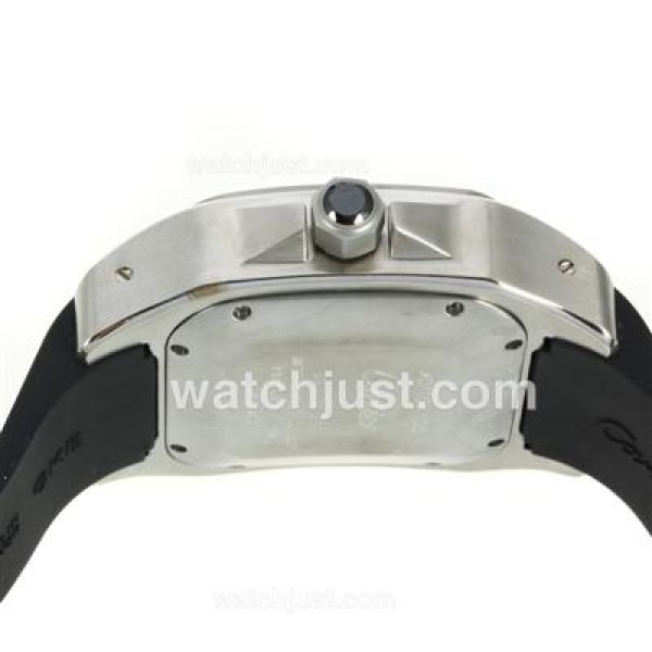 Cartier Santos 100 Swiss ETA 2836 Movement with White Dial-Black Rubber Strap