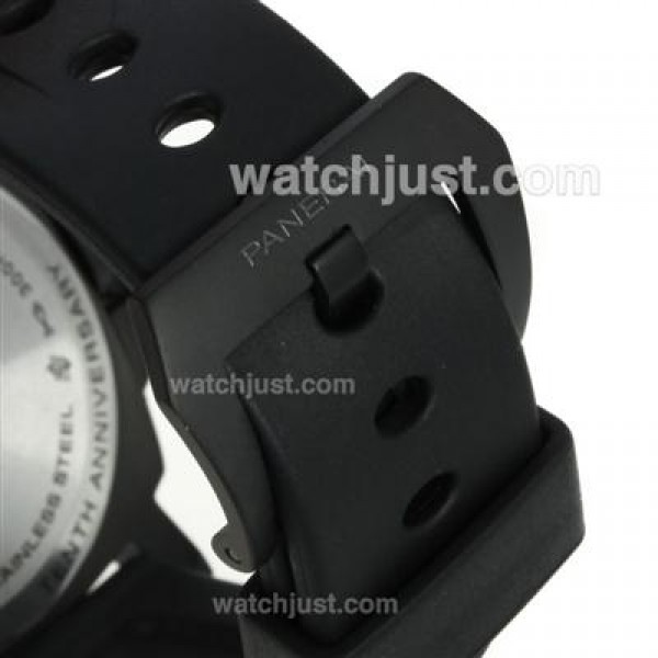 Panerai Luminor OP Logo Swiss Valjoux 7750 Movement PVD Case with Black Dial-Rubber Strap