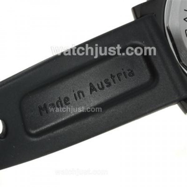 Panerai Luminor OP Logo Swiss Valjoux 7750 Movement PVD Case with Black Dial-Rubber Strap