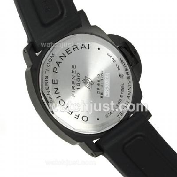 Panerai Luminor OP Logo Swiss Valjoux 7750 Movement PVD Case with Black Dial-Rubber Strap