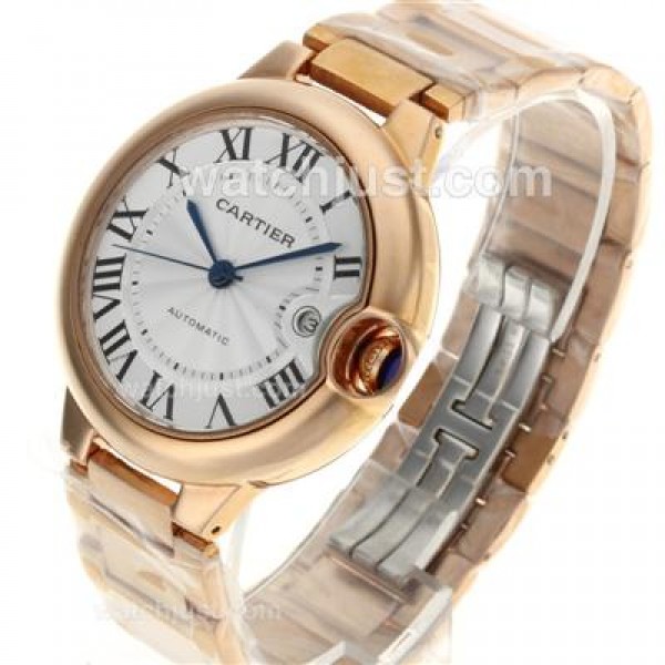Cartier Ballon Bleu de Cartier Automatic Full Rose Gold with White Dial Man Size