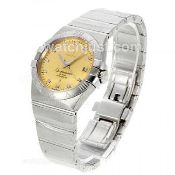 Omega Constellation Automatic Diamond Markers with Golden Dial S/S-18K Plated Gold Movement